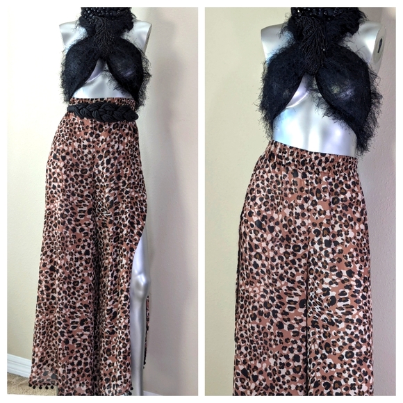 "WHIMSICAL" Pull On Elastic @ Waistline Pom Pom Detail Bohemian Palazzo Pants - Picture 11 of 14